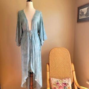 Boho chic summer festival midi watercolor dress